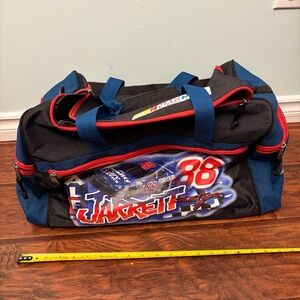 NASCAR Themed Black and Blue Duffel Bag Dale Jarrett